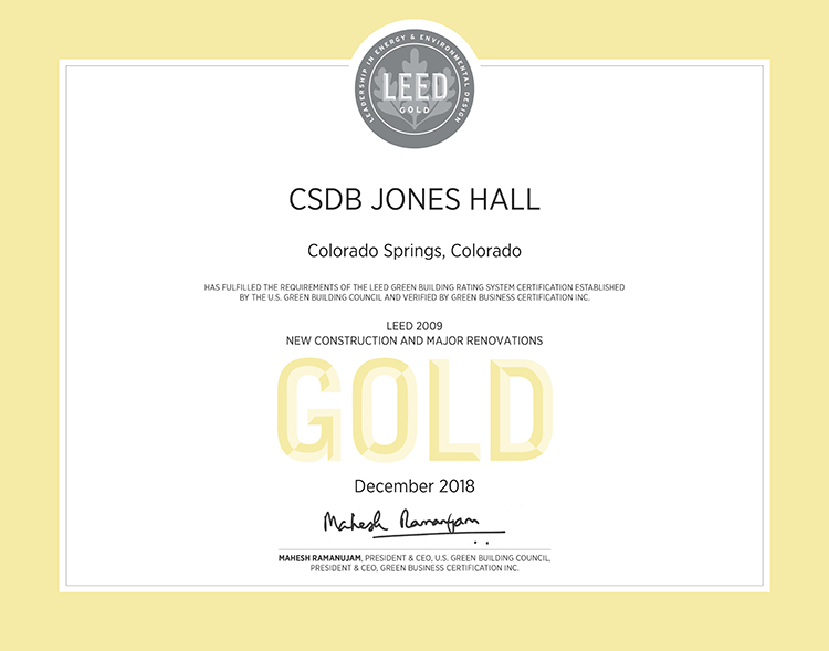 15045.00 Jones Hall LEED Gold Certificate