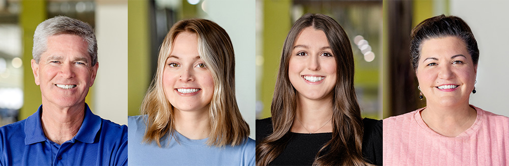 four staff headshots arranged in a collage with a black background with RTA logo in the center