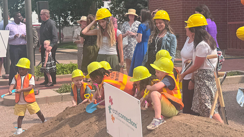 kids participating in the groundbreaking ceremony
