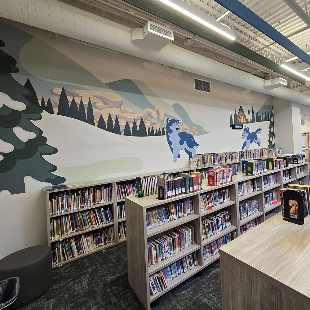 library of renovated platte canyon elementary school